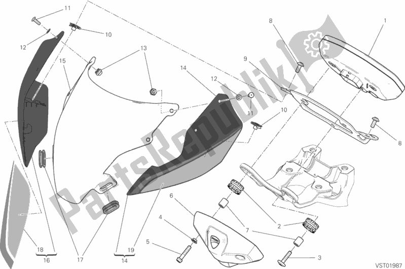 Todas as partes de Painel De Instrumentos - Capota do Ducati Monster 821 Stealth Thailand 2020